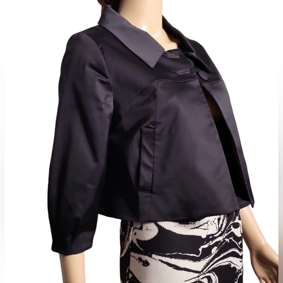 H&M Cropped Cocktail Jacket Evening Date-night / Sz 6 / Black - Picture 3 of 17